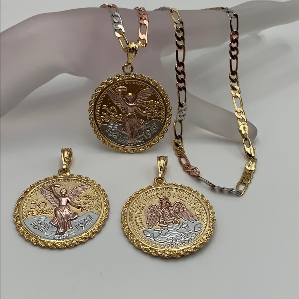 centennial and necklace, laminated gold